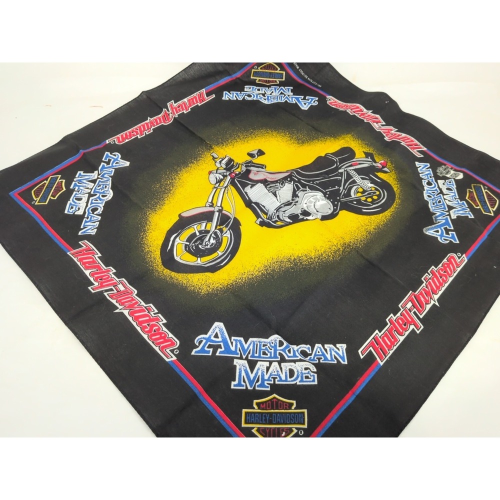 Vintage Harley Davidson Black Bandana Motorcycle Bike USA Made 21"